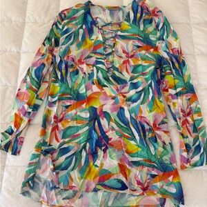 La Blanca Long Sleeve Tunic Swim Coverup M